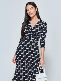 Odilia Fit & Flare Jersey Dress, Black Geo -DORIA Clothing Shop N3222101 Black Geo 3