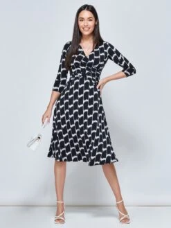 Odilia Fit & Flare Jersey Dress, Black Geo -DORIA Clothing Shop N3222101 Black Geo 5