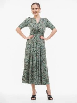 Oakley Animal Print Wrap Maxi Dress, Green Animal -DORIA Clothing Shop OC621133GreenAnimal 1