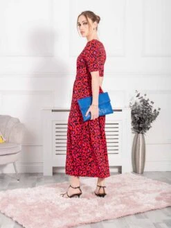 Jolie Moi Oakley Animal Print Wrap Maxi Dress, Red -DORIA Clothing Shop OC621133RedAnimal 12