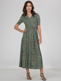 Oakley Animal Print Wrap Maxi Dress, Green Animal -DORIA Clothing Shop OC621133 GreenAnimal 1