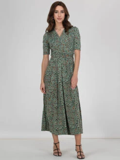 Oakley Animal Print Wrap Maxi Dress, Green Animal -DORIA Clothing Shop OC621133 GreenAnimal 2