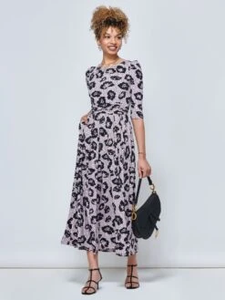 Ozella Jersey Floral Print Maxi Dress, Pink Floral -DORIA Clothing Shop OP 162 7 PINKFLORAL 5