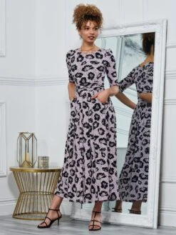 Ozella Jersey Floral Print Maxi Dress, Pink Floral -DORIA Clothing Shop OP 162 7 PINKFLORAL 6