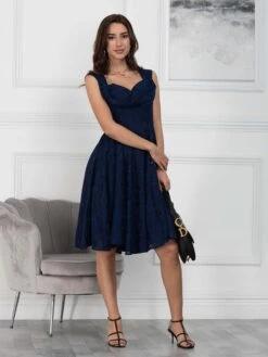 Ruched Crossover Bust Prom Dress, Navy -DORIA Clothing Shop OT 1201 Navy 3