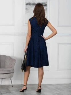 Ruched Crossover Bust Prom Dress, Navy -DORIA Clothing Shop OT 1201 Navy 4
