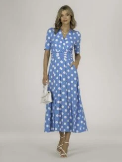 Jolie Moi Odelia Wrap Front Maxi Dress, Blue Polka -DORIA Clothing Shop P 621133 BluePolka 6