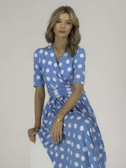 Jolie Moi Odelia Wrap Front Maxi Dress, Blue Polka -DORIA Clothing Shop P 621133 BluePolka 7