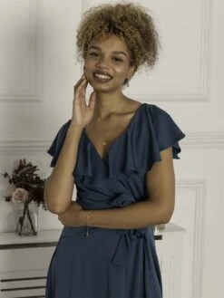 Priya Frill Dipped Hem Dress, Teal -DORIA Clothing Shop P 9270 2 Teal 5