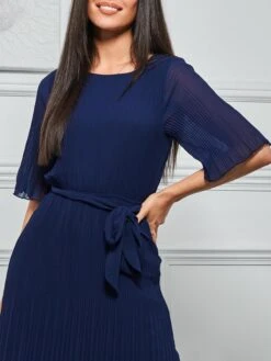 Qynn Chiffon Pleated Maxi Dress, Navy 7 Qynn Chiffon Pleated Maxi Dress, Navy -DORIA Clothing Shop P106 132 Navy 3