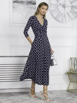 Patricia Jersey Fit & Flare Maxi Dress, Navy Geo 13 Patricia Jersey Fit & Flare Maxi Dress, Navy Geo -DORIA Clothing Shop PA322 29 NavyGeo 6