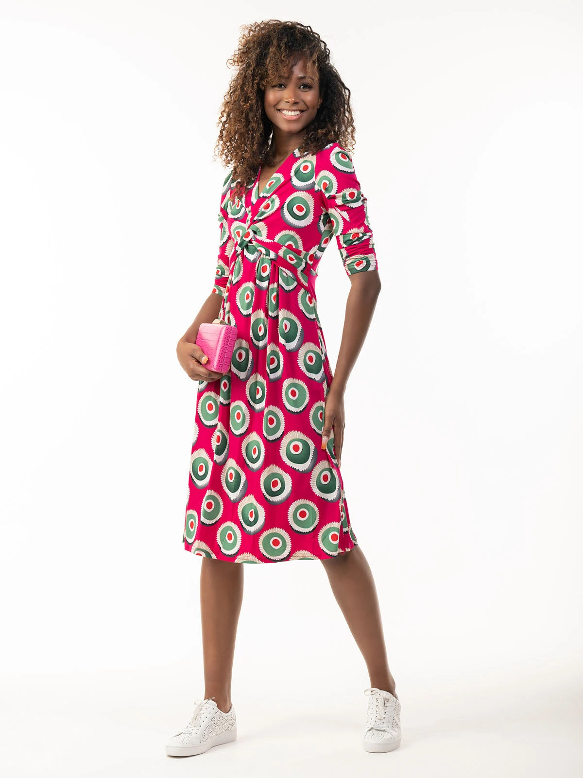 3/4 Sleeve Twisted Knot Jersey Dress, Plum 6 3/4 Sleeve Twisted Knot Jersey Dress, Plum - Image 6