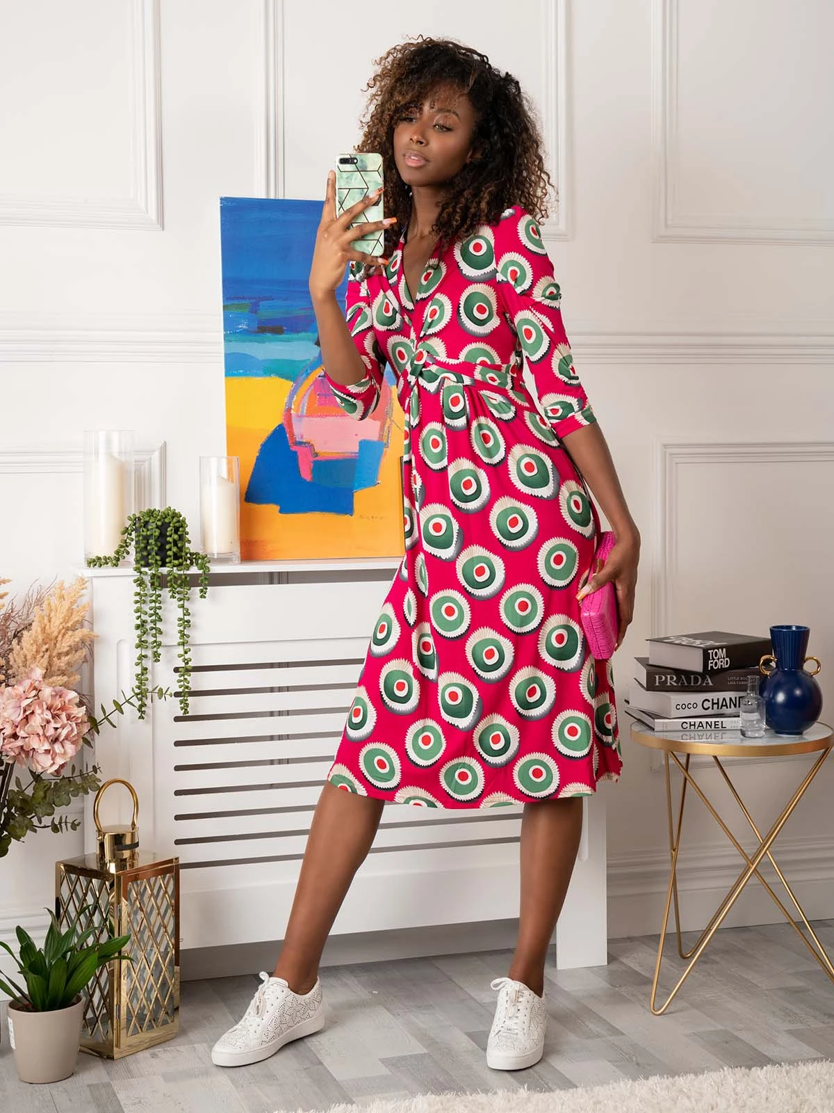 3/4 Sleeve Twisted Knot Jersey Dress, Plum 7 3/4 Sleeve Twisted Knot Jersey Dress, Plum - Image 7