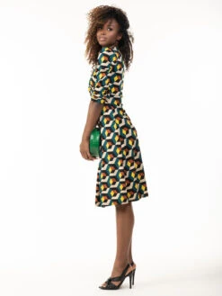 3/4 Sleeve Twisted Knot Jersey Dress, Teal Geo 13 3/4 Sleeve Twisted Knot Jersey Dress, Teal Geo -DORIA Clothing Shop PT 1611TealGeo 2 c3dd304b 3186 46c1 97f7 7b86becae550