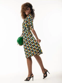 3/4 Sleeve Twisted Knot Jersey Dress, Teal Geo 15 3/4 Sleeve Twisted Knot Jersey Dress, Teal Geo -DORIA Clothing Shop PT 1611TealGeo 3 98847175 7e96 4482 b634 a7d4c62ac7b5