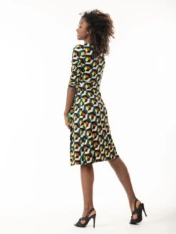 3/4 Sleeve Twisted Knot Jersey Dress, Teal Geo 16 3/4 Sleeve Twisted Knot Jersey Dress, Teal Geo -DORIA Clothing Shop PT 1611TealGeo 4 e99398e1 3f21 415c 9cee 93a23e80eb47