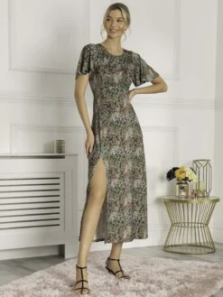 Dalilah Maxi Dress, Green Animal -DORIA Clothing Shop PY 501 GreenAnimal 3