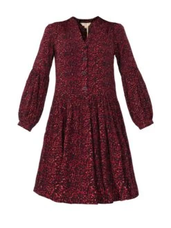 Penele Printed Viscose Shirt Dress, Red Animal 9 Penele Printed Viscose Shirt Dress, Red Animal -DORIA Clothing Shop PenelePrintedViscoseShirtDress RedAnimal6