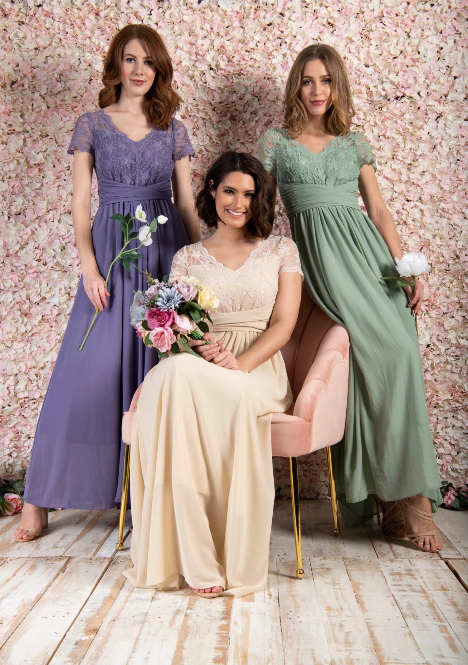 Short Sleeve Lace Maxi Chiffon Dress, Lavender 7 Short Sleeve Lace Maxi Chiffon Dress, Lavender - Image 7