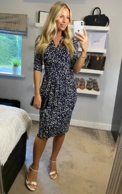 Jolie Moi Wrap Front Bodycon Dress, Navy Spot 13 Jolie Moi Wrap Front Bodycon Dress, Navy Spot -DORIA Clothing Shop Q 1627NavySpot 1 a52bbf36 074b 49c0 ba18 a241c4503bca