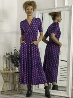 Ratette Polka Dot Maxi Jersey Dress, Royal Polka 9 Ratette Polka Dot Maxi Jersey Dress, Royal Polka -DORIA Clothing Shop R AY6211 RoyalPolka 1