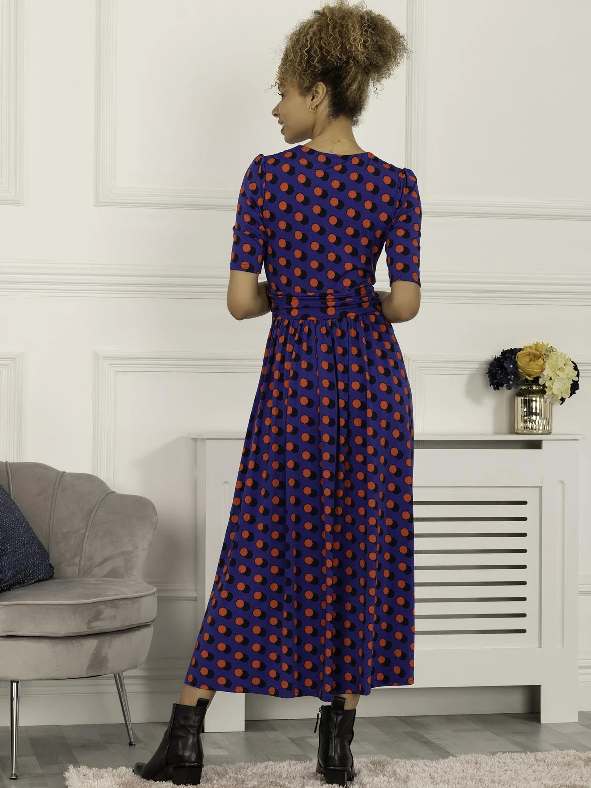 Ratette Polka Dot Maxi Jersey Dress, Royal Polka 2 Ratette Polka Dot Maxi Jersey Dress, Royal Polka - Image 2