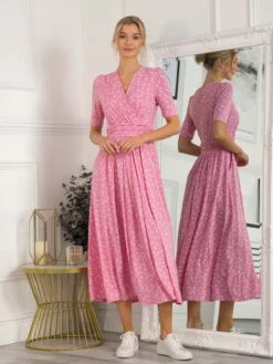 Lyanna Wrap Front Maxi Dress, Dusty Pink 15 Lyanna Wrap Front Maxi Dress, Dusty Pink -DORIA Clothing Shop R EY6211 DustyPink 1