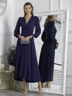 Rashelle Jersey Long Sleeve Maxi Dress, Navy -DORIA Clothing Shop R312 143 Navy 2