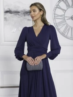 Rashelle Jersey Long Sleeve Maxi Dress, Navy -DORIA Clothing Shop R312 143 Navy 4