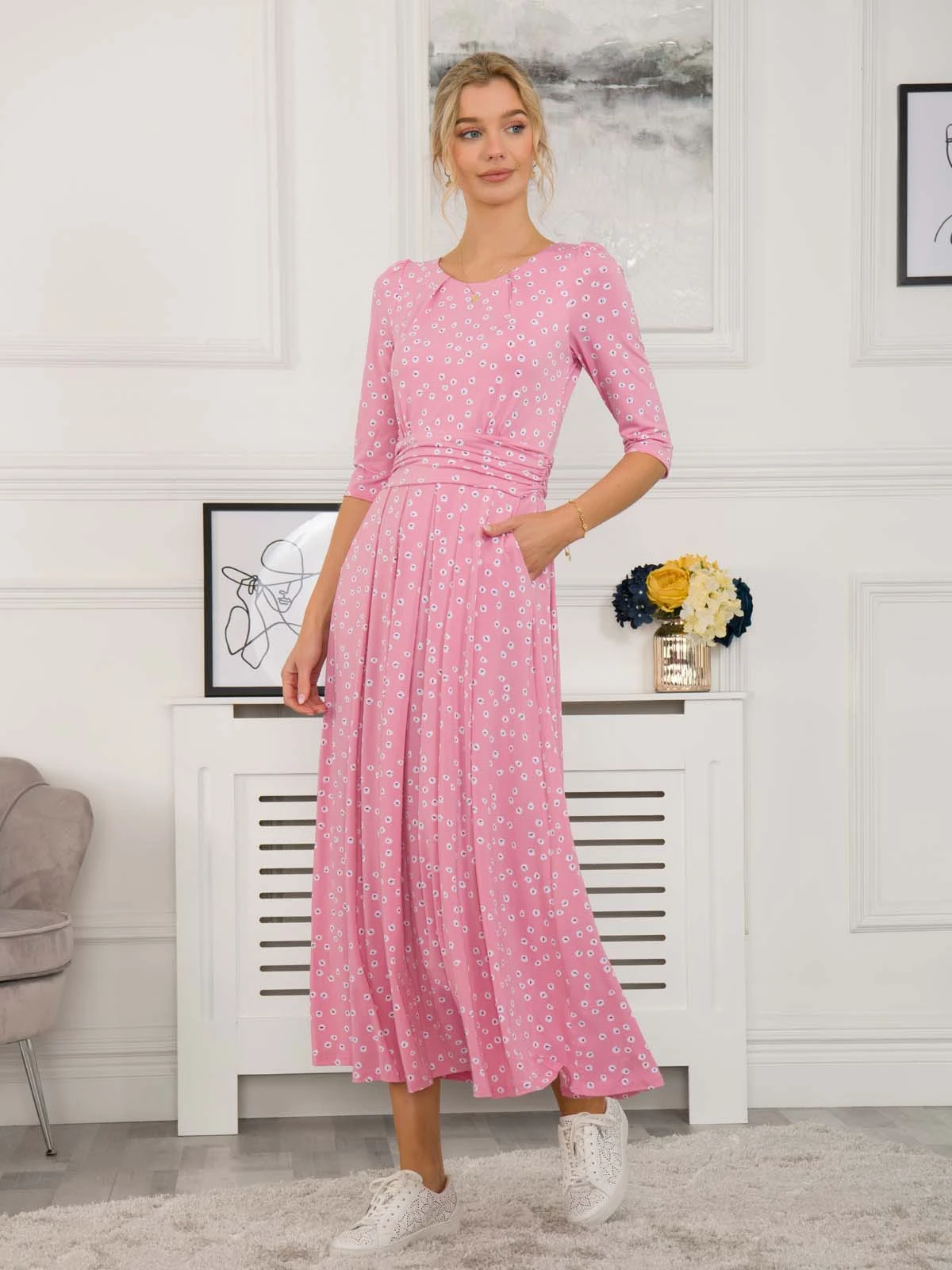 Denisse Spotty Maxi Dress, Dusty Pink 5 Denisse Spotty Maxi Dress, Dusty Pink - Image 5