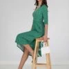 Jolie Moi Delylah V Neck Midi Dress, Green Geo
