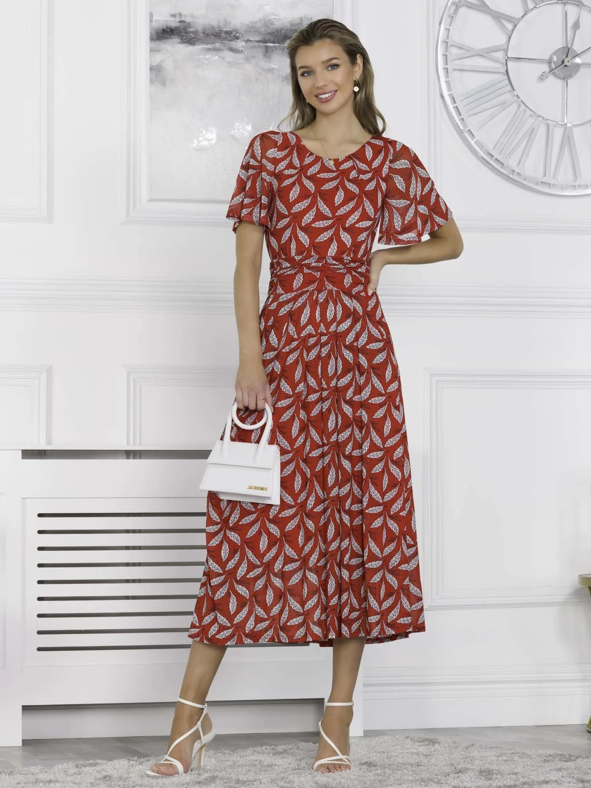 Jolie Moi Giana Mesh Maxi Dress, Red Leafy 6 Jolie Moi Giana Mesh Maxi Dress, Red Leafy - Image 6