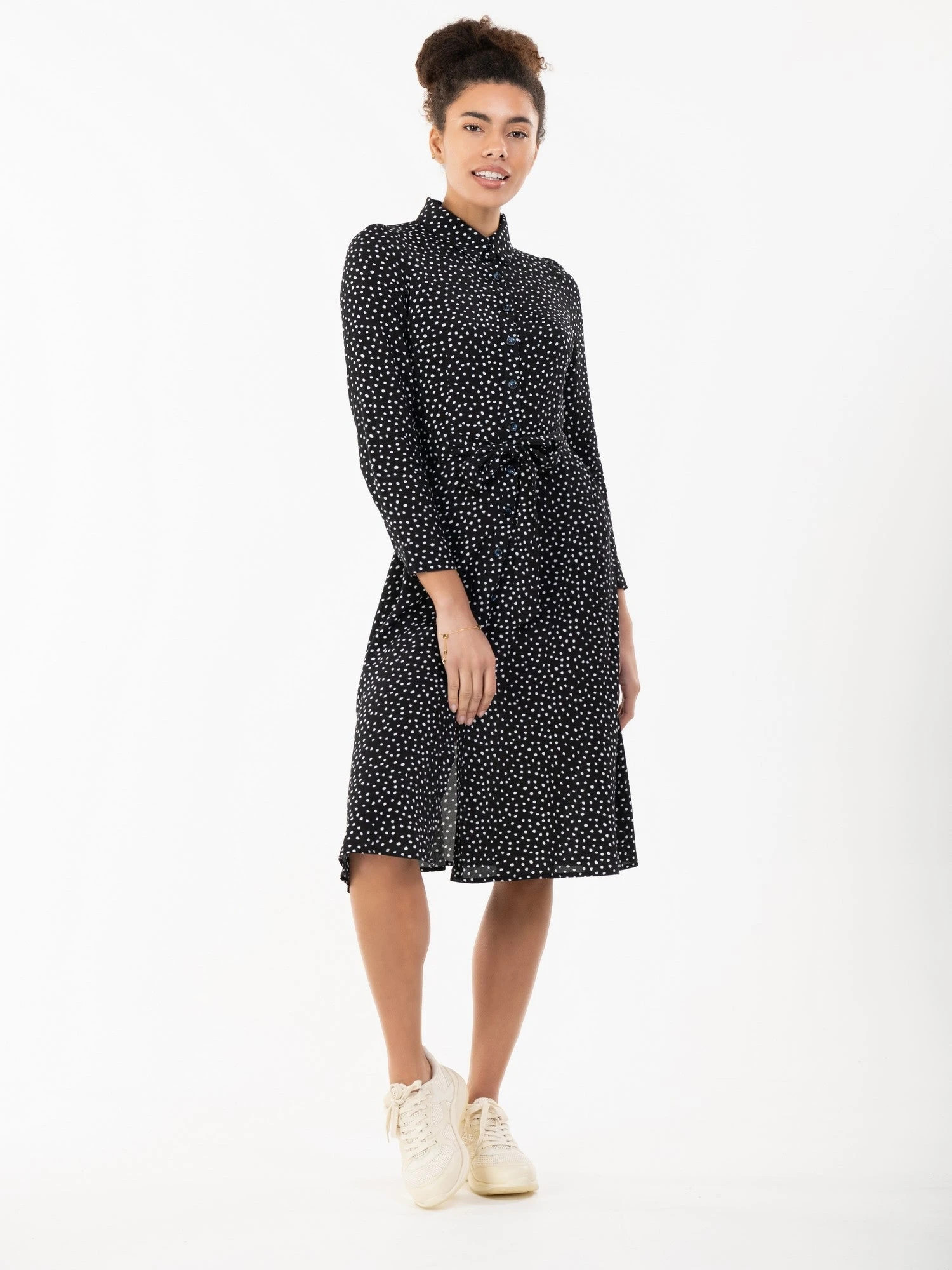 Jolie Moi Shea Spot Print Shirt Dress, Black Spot 2 Jolie Moi Shea Spot Print Shirt Dress, Black Spot - Image 2