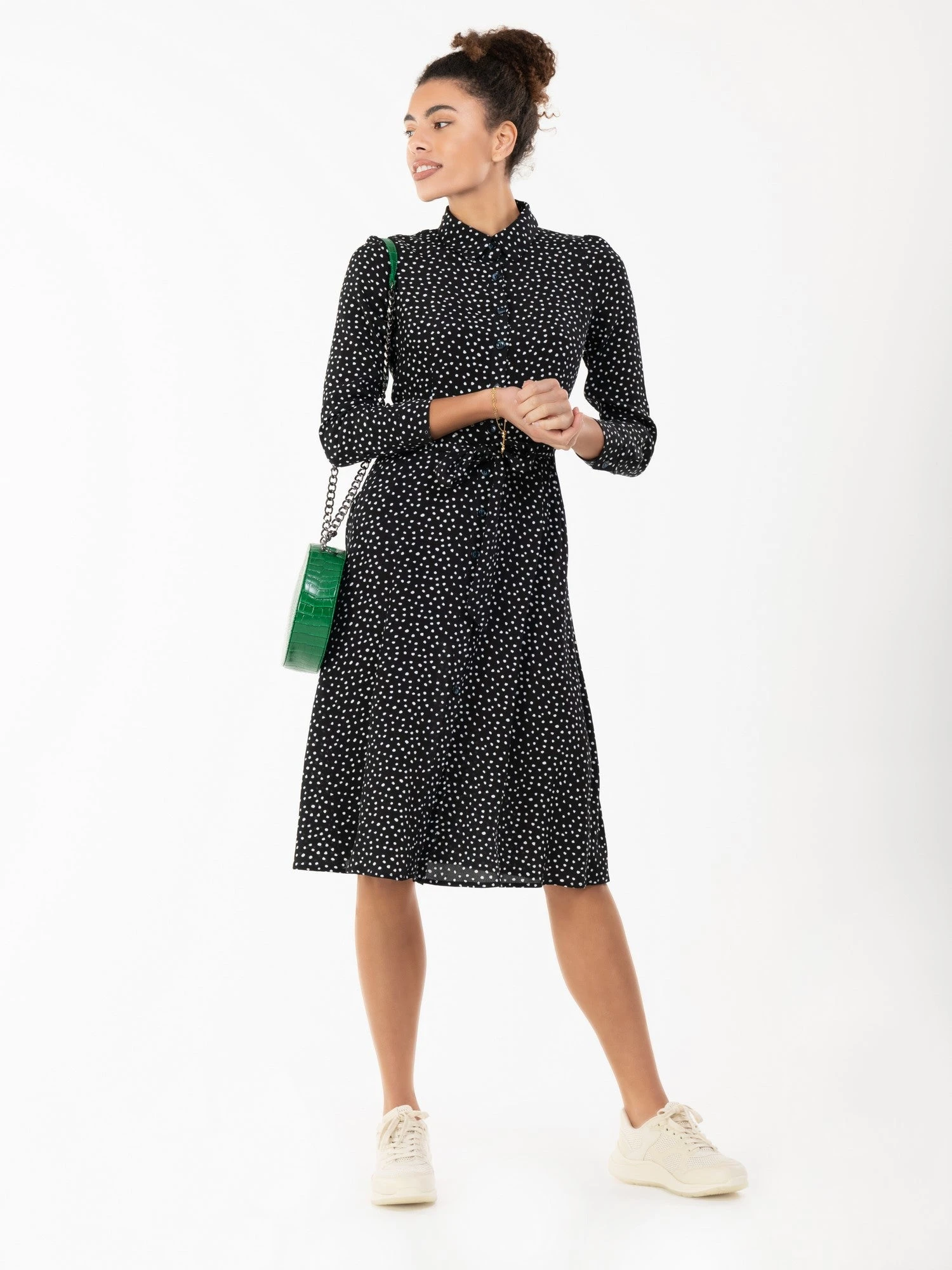 Jolie Moi Shea Spot Print Shirt Dress, Black Spot 1 Jolie Moi Shea Spot Print Shirt Dress, Black Spot