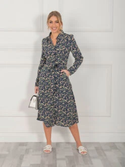 Jolie Moi Shea Viscose Shirt Midi Dress, Navy Floral 17 Jolie Moi Shea Viscose Shirt Midi Dress, Navy Floral -DORIA Clothing Shop S091 112NavyFloral 3