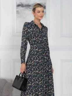 Jolie Moi Shea Viscose Shirt Midi Dress, Navy Floral 14 Jolie Moi Shea Viscose Shirt Midi Dress, Navy Floral -DORIA Clothing Shop S091 112 NavyFloral 8