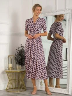 Denise Wrap Maxi Dress, Pink Birds 7 Denise Wrap Maxi Dress, Pink Birds -DORIA Clothing Shop S621 133 PinkBirds 1
