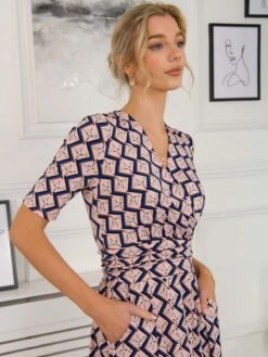 Denise Wrap Maxi Dress, Pink Birds 8 Denise Wrap Maxi Dress, Pink Birds -DORIA Clothing Shop S621 133 PinkBirds 4