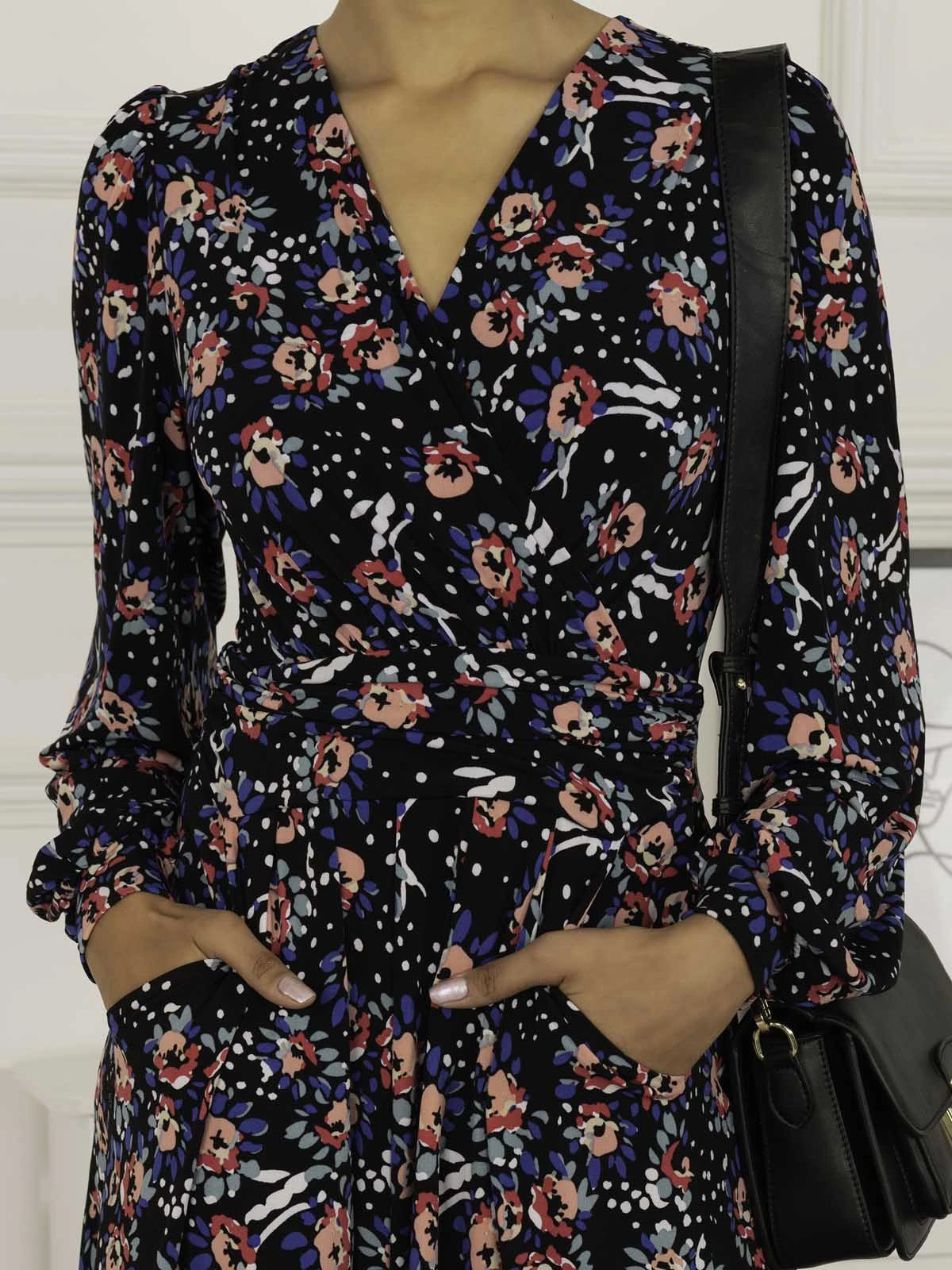 Libby Long Sleeve Midi Dress, Floral Multi 3 Libby Long Sleeve Midi Dress, Floral Multi - Image 3
