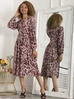 Jolie Moi Libby Long Sleeve Midi Dress, Pink Abstract 7 Jolie Moi Libby Long Sleeve Midi Dress, Pink Abstract -DORIA Clothing Shop SH 362 PinkAbstract 1