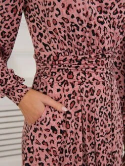 Libby Long Sleeve Midi Dress, Pink Animal -DORIA Clothing Shop SH 362 PinkAnimal 5