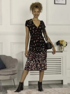 Jolie Moi Sasha Midi Dress, Black Multi -DORIA Clothing Shop SL 80512 BlackMulti 2