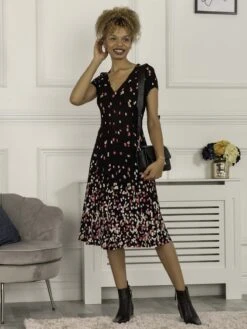 Jolie Moi Sasha Midi Dress, Black Multi -DORIA Clothing Shop SL 80512 BlackMulti 3