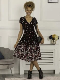 Jolie Moi Sasha Midi Dress, Black Multi -DORIA Clothing Shop SL 80512 BlackMulti 4