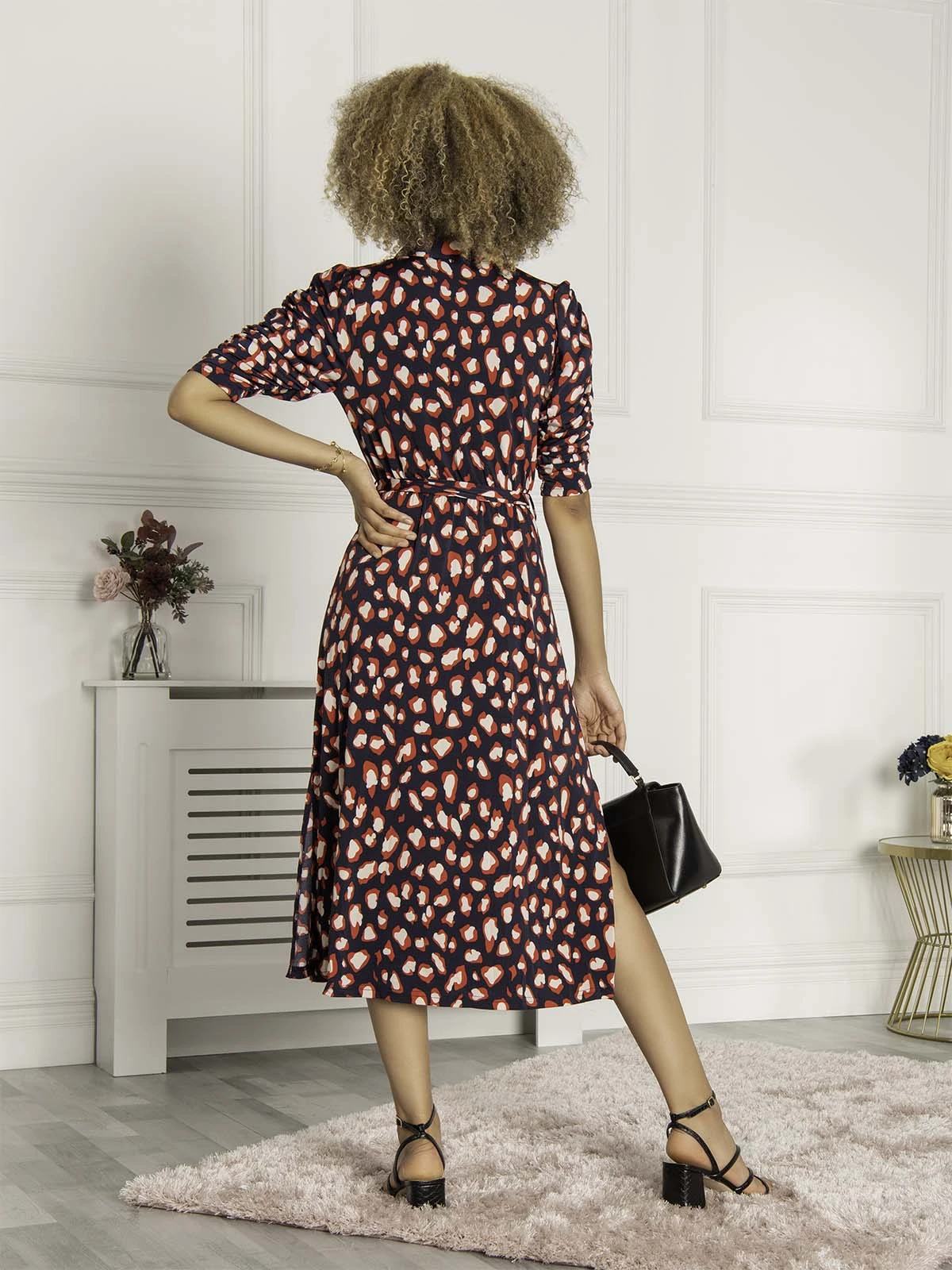 Calla Animal Print Shirt Dress, Navy Multi 2 Calla Animal Print Shirt Dress, Navy Multi - Image 2