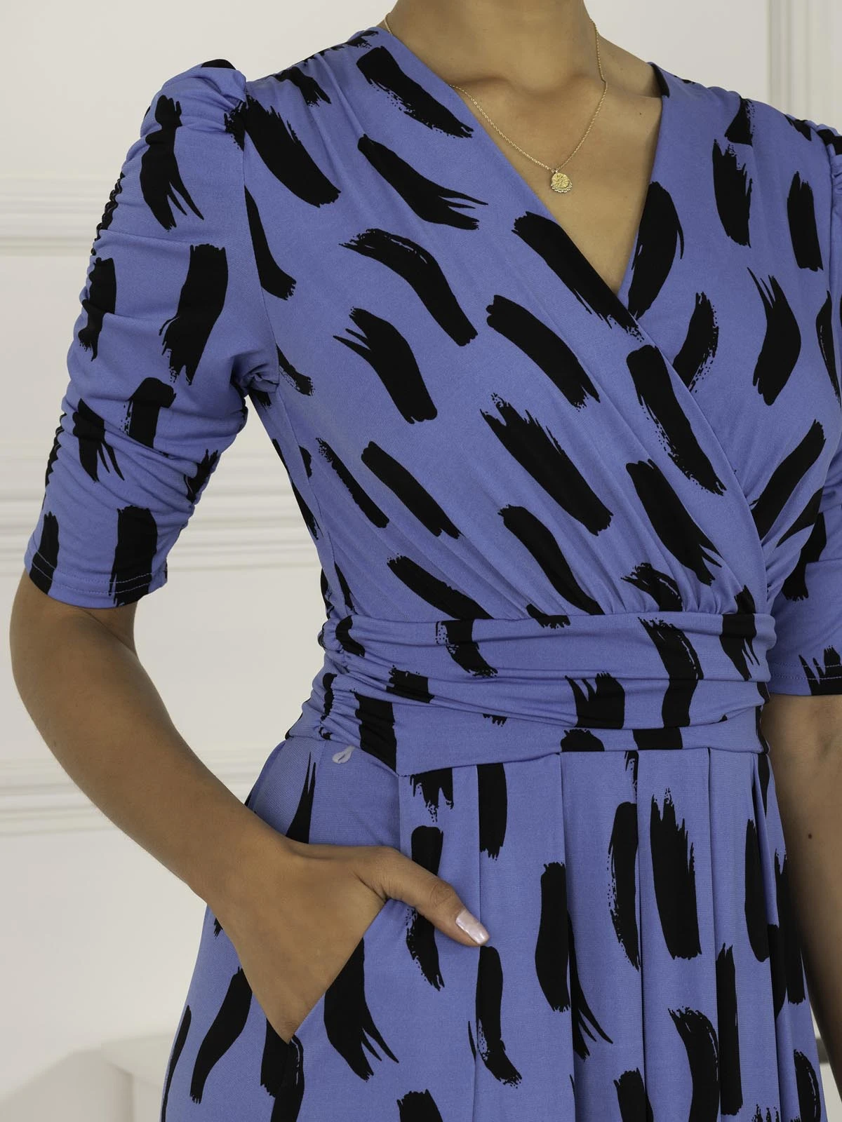 Quanna Stroke Print Jersey Maxi Dress, Royal Blue 6 Quanna Stroke Print Jersey Maxi Dress, Royal Blue - Image 6