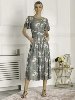 Sapphire Mesh Dress, Dark Green 8 Sapphire Mesh Dress, Dark Green -DORIA Clothing Shop SW 162 6 GreenFloral 3