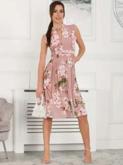 Emily Mesh Dress, Pink Floral -DORIA Clothing Shop SY 956 PinkFloral 4