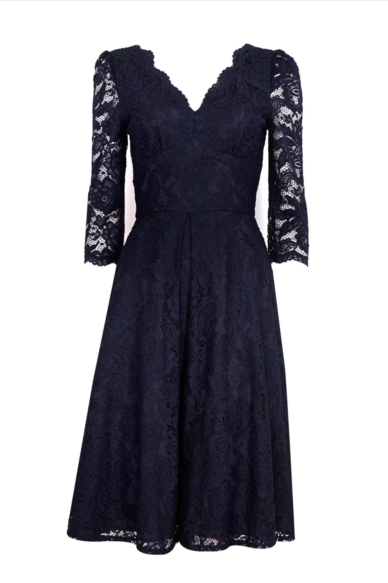 Molly 3/4 Sleeve Lace Bridesmaid Dress, Navy 6 Molly 3/4 Sleeve Lace Bridesmaid Dress, Navy - Image 6