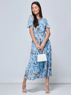 Giana Floral Midi Dress, Light Blue -DORIA Clothing Shop TL 162 6 LIGHTBLUE 4
